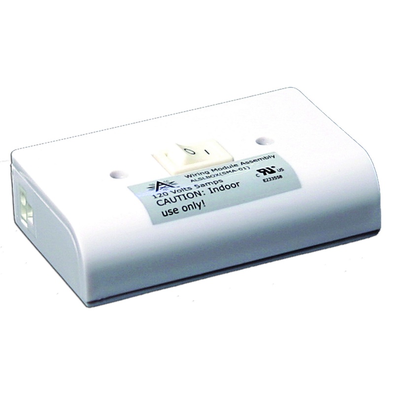 American Lighting ALSLBOX-WH-B Puck Slim Line Hardwire Box Two Molex Outlets On/Off Switch