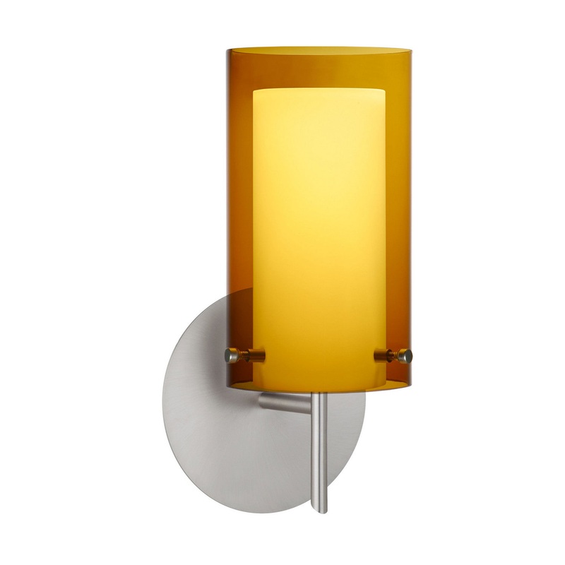 Besa 1SW-G44007-SN Pahu One Light Wall Sconce Satin Nickel