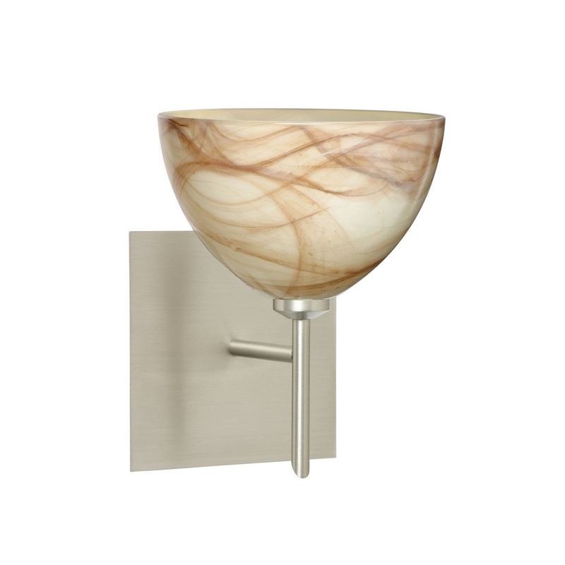 Besa 1SW-467983-SN-SQ Brella One Light Wall Sconce Satin Nickel