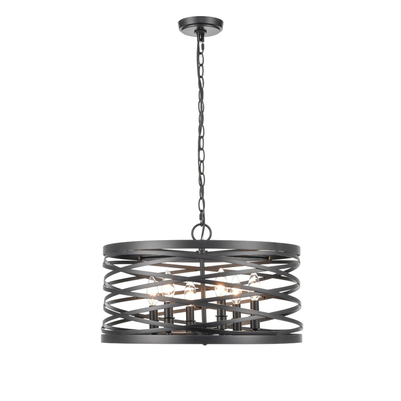 Shoppers Lighting PD20026-MB 6-Light Pendant, Matte Black Finish