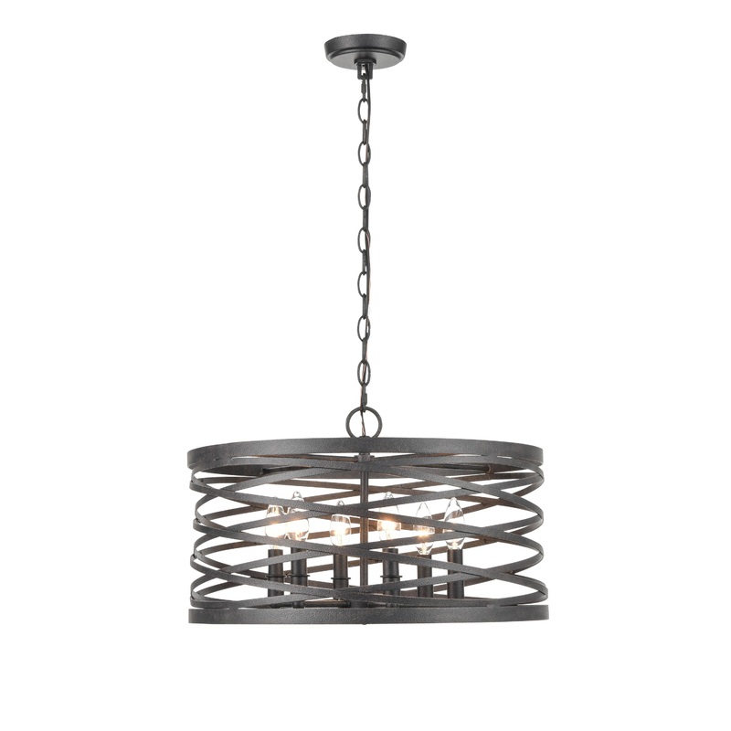 Shoppers Lighting PD20026-WI 6-Light Pendant, Weathered Iron Finish