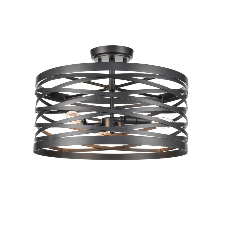 Shoppers Lighting SMF20033-MB 3-Light Semi-Flush, Matte Black Finish