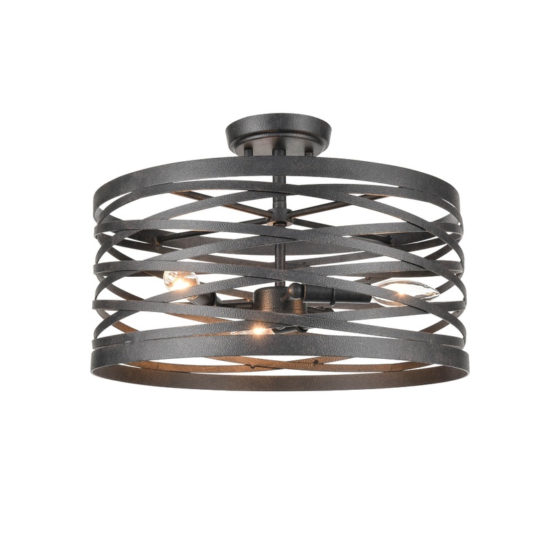 Shoppers Lighting SMF20033-WI 3-Light Semi-Flush, Weathered Iron Finish