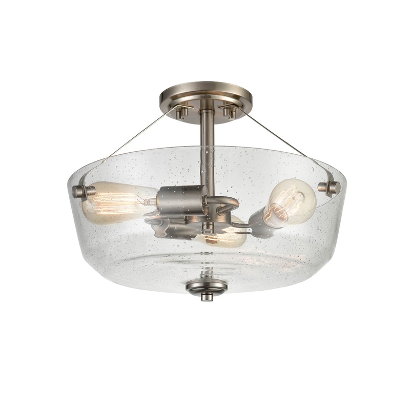 Shoppers Lighting SMF2083-BN 3-Light Semi-Flush, Brushed Nickel Finish