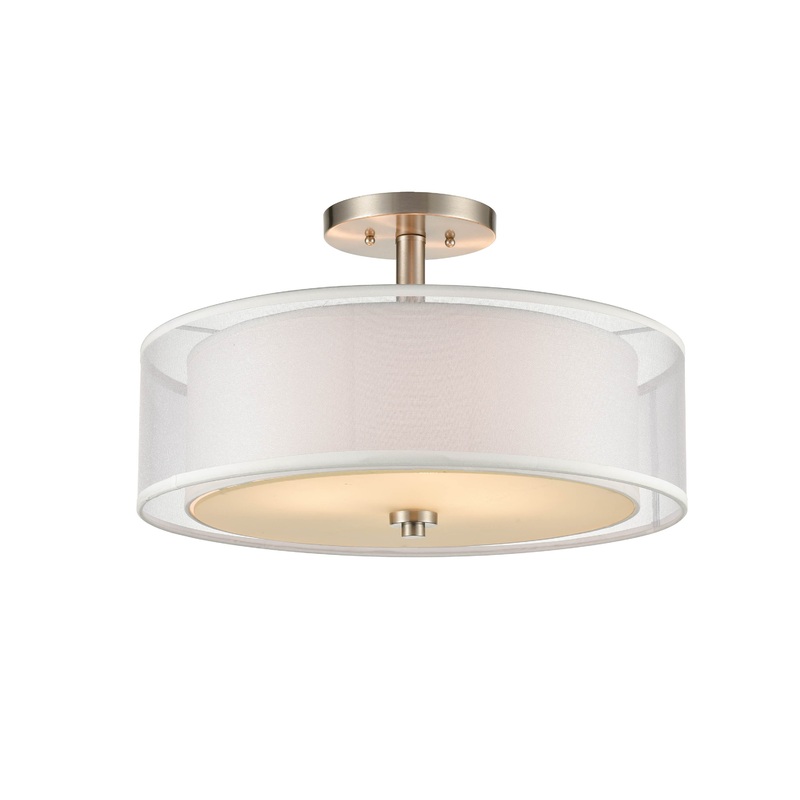 Shoppers Lighting SMF2203-BN 3-Light Semi-Flush, Brushed Nickel Finish
