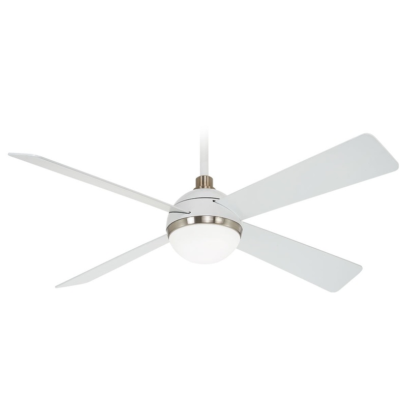 Minka-Aire F623L-WHF/BN Orb LED 54" Ceiling Fan, Flat White/Brushed Nickel Finish