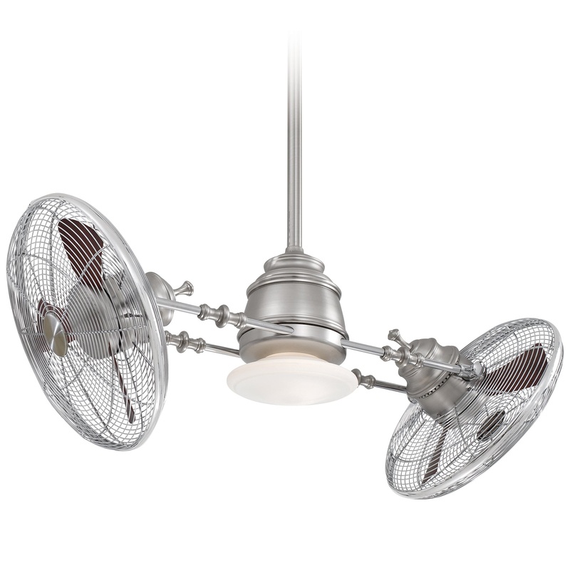 Minka-Aire F802L-BN/CH Vintage Gryo LED 42" Performance Fan, Brushed Nickel W/ Chrome (Discontinued)