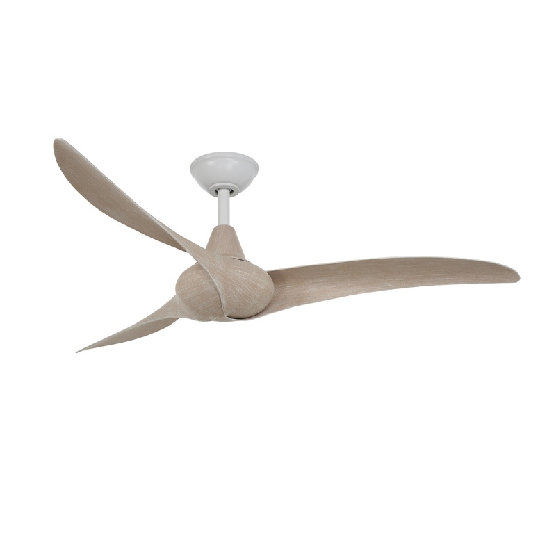 Minka-Aire F843-WHF/BLW Wave - 3-Blade 52" Ceiling Fan, Flat White w/ Bleached Seasoned Wood Blades