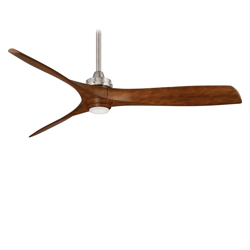 Minka-Aire F853L-BN/DK Aviation LED 60" Ceiling Fan, Brushed Nickel W/ Distressed Koa