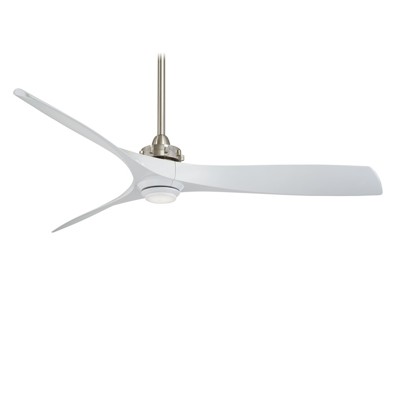 Minka-Aire F853L-BN/WH Aviation LED 60" Ceiling Fan, Brushed Nickel/White