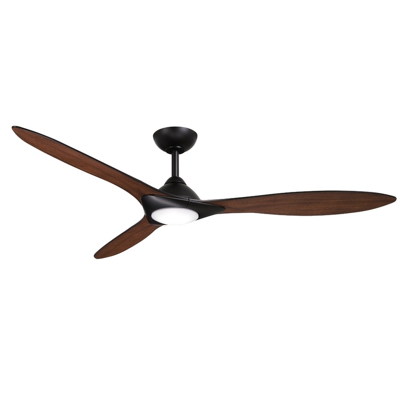 Minka-Aire F868L-CL/DK Sleek - 3-Blade 60" LED Smart Ceiling Fan, Coal w/ Distressed Koa Blades