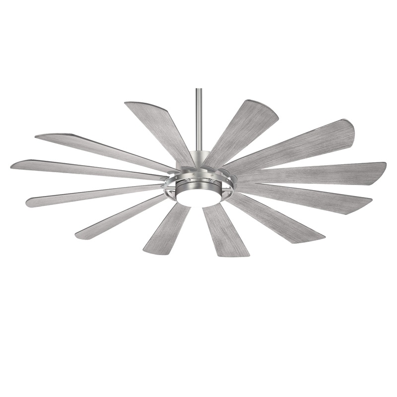 Minka-Aire F870L-BS Windmolen 65" Ceiling Fan, Brushed Steel