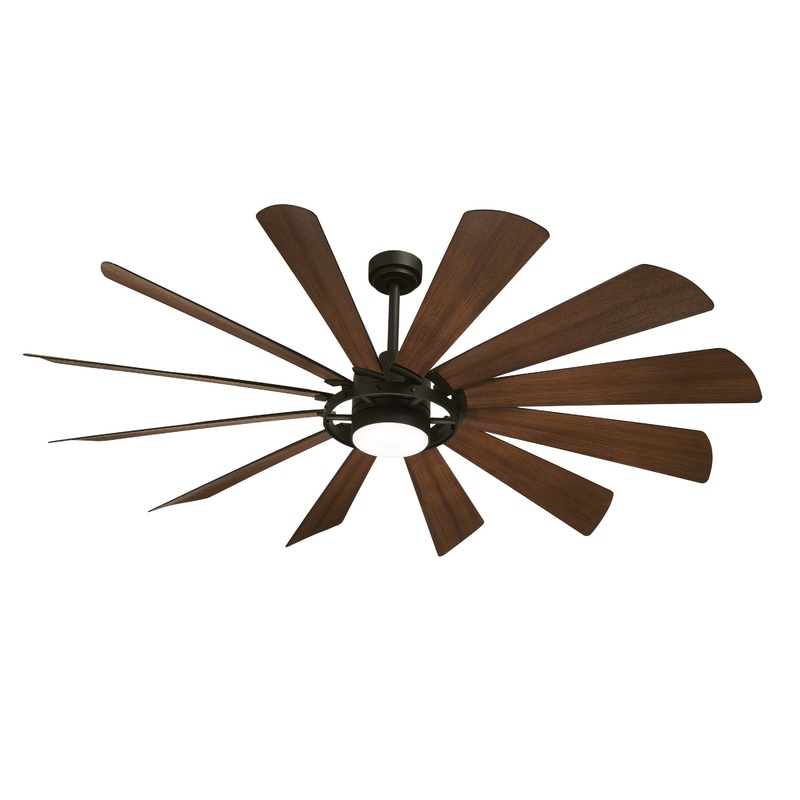 Minka-Aire F870L-TCL/DK Windmolen - LED 65" Smart Ceiling Fan, Textured Coal w/ Distressed Koa Blades