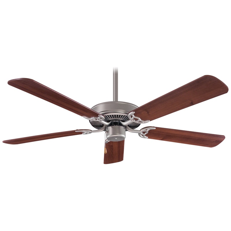 Minka-Aire F546-BS/DW Contractor 42" Ceiling Fan, Brushed Steel W/ Dark Walnut