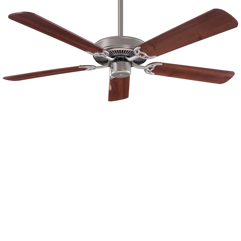 Minka-Aire F547-BS/DW Contractor 52" Ceiling Fan, Brushed Steel W/ Dark Walnut