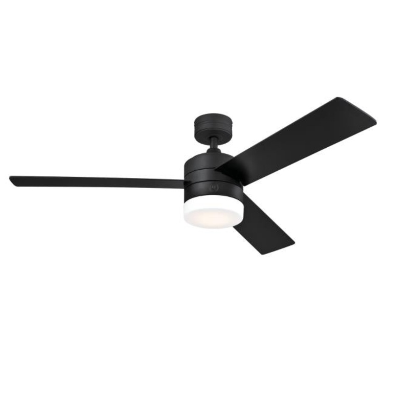 Westinghouse 7205900 Alta Vista 52-Inch Indoor Ceiling Fan with Dimmable LED Light Fixture, Matte Black Finish with Reversible Black/Bleached Cherry Blades, Opal Frosted Glass, Remote Control Included