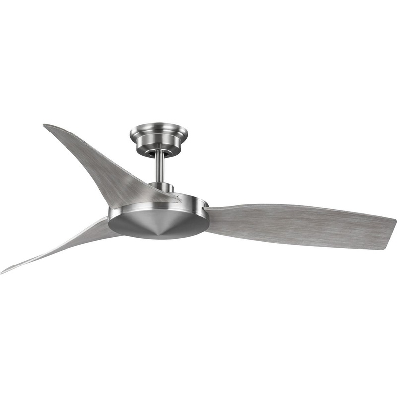 Progress P250071-009 Spicer Collection 54" Three-Blade Grey Weathered Wood/Brushed Nickel Indoor/Outdoor DC Motor Contemporary Ceiling Fan