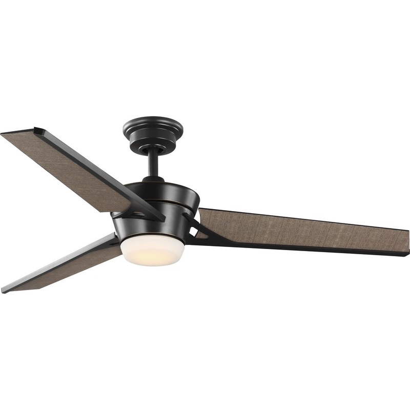 Progress P250072-108-30 Kasota Collection 56" Three-Blade Tan Linen/Oil Rubbed Bronze Indoor/Outdoor LED DC Motor Modern Ceiling Fan