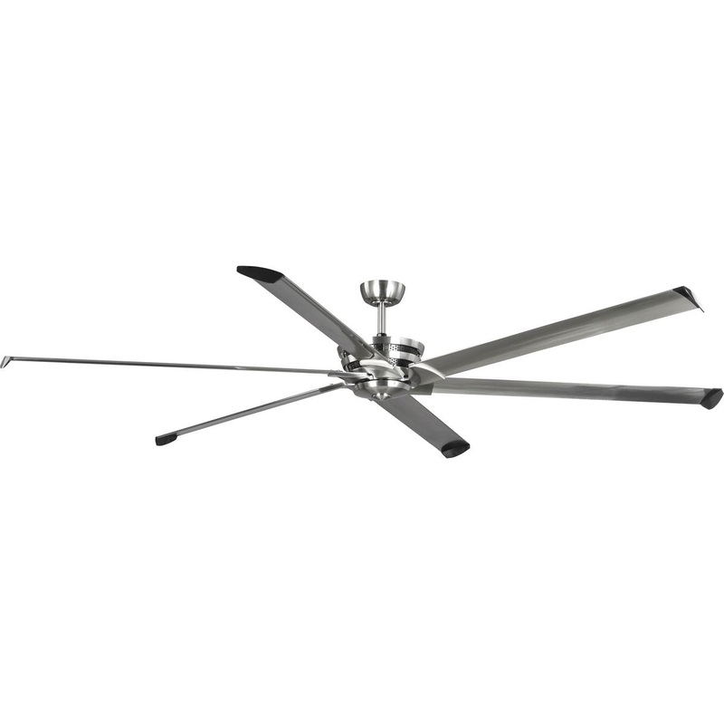 Progress P250030-009 Huff Collection Indoor/Outdoor 96" Six-Blade Brushed Nickel Ceiling Fan
