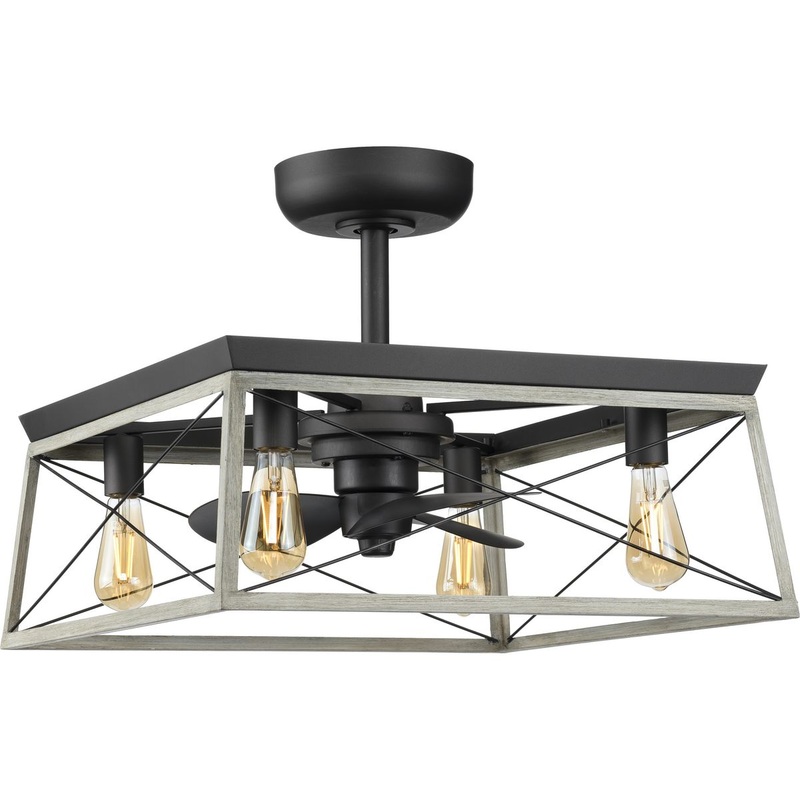 Progress P250067-143-WB Briarwood Collection 22-Inch 3-Blade Graphite AC Motor Farmhouse Ceiling Fan