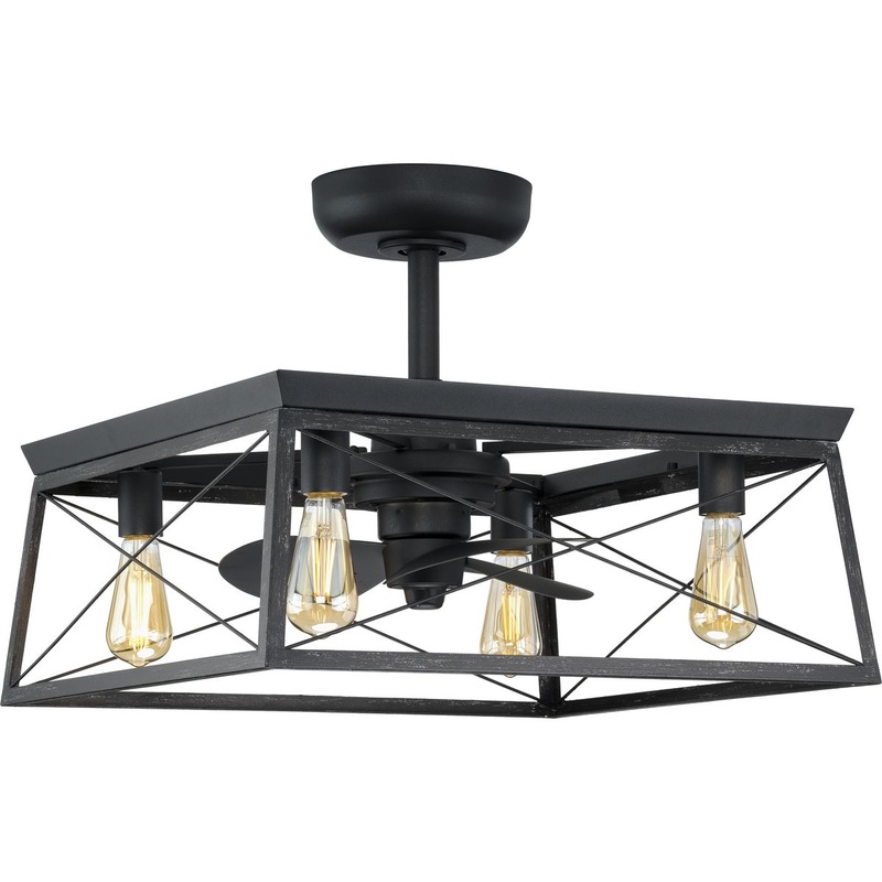 Progress P250067-31M-WB Briarwood Collection 22-Inch 3-Blade Matte Black AC Motor  Farmhouse Ceiling Fan