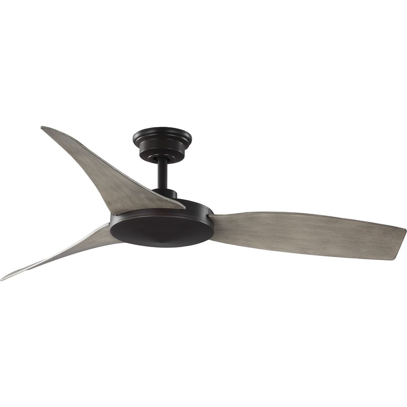 Progress P250071-020 Spicer Collection 54" Three-Blade Antique wood/Antique Bronze Indoor/Outdoor DC Motor Contemporary Ceiling Fan