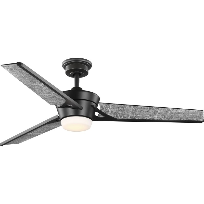 Progress P250072-143-30 Kasota Collection 56" Three-Blade Charcoal Linen/Graphite Indoor/Outdoor LED DC Motor Modern Ceiling Fan