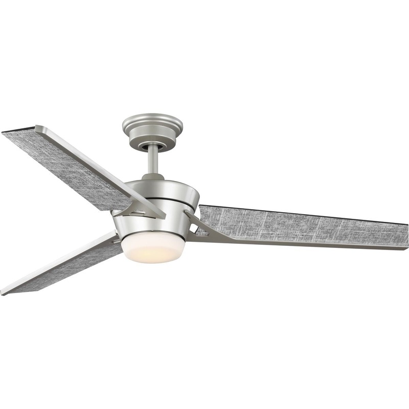 Progress P250072-152-30 Kasota Collection 56" Three-Blade Charcoal Linen/Painted Nickel Indoor/Outdoor LED DC Motor Modern Ceiling Fan