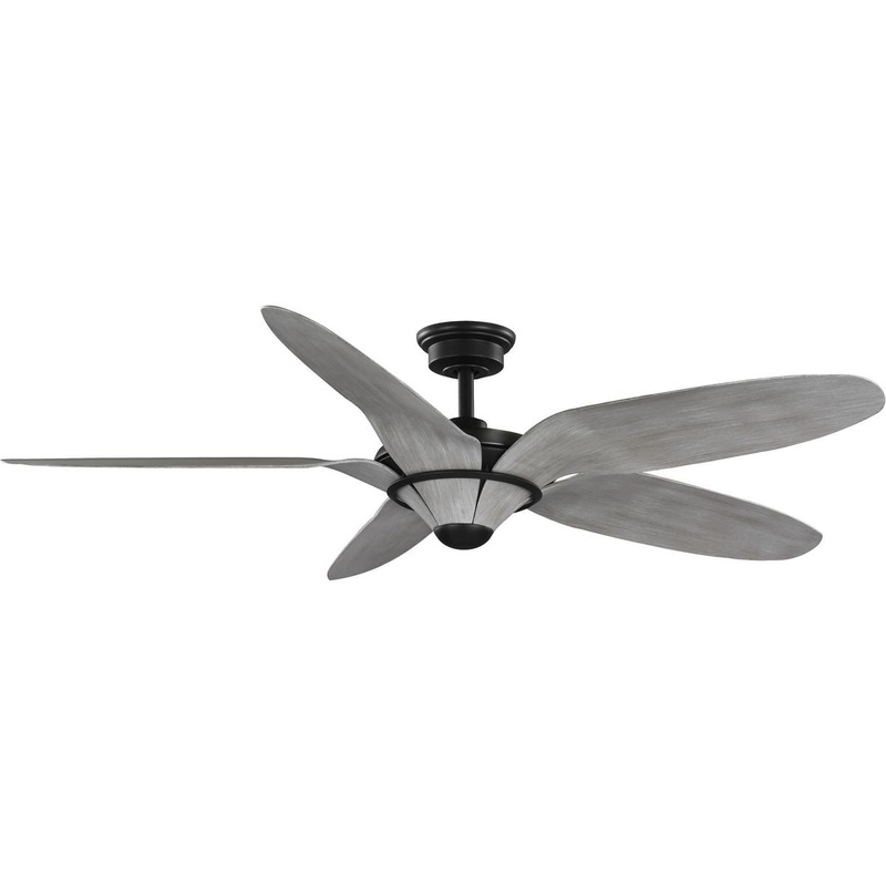 Progress P250073-182 Mesilla Collection 60" Five-Blade Gray Weathered Wood/Black Indoor/Outdoor DC Motor Urban Industrial Ceiling Fan