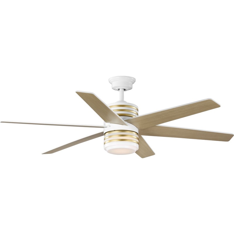 Progress P250074-030-30 Carrollwood Collection 56-Inch Six-Blade Natural Cherry/White DC Motor Contemporary Ceiling Fan