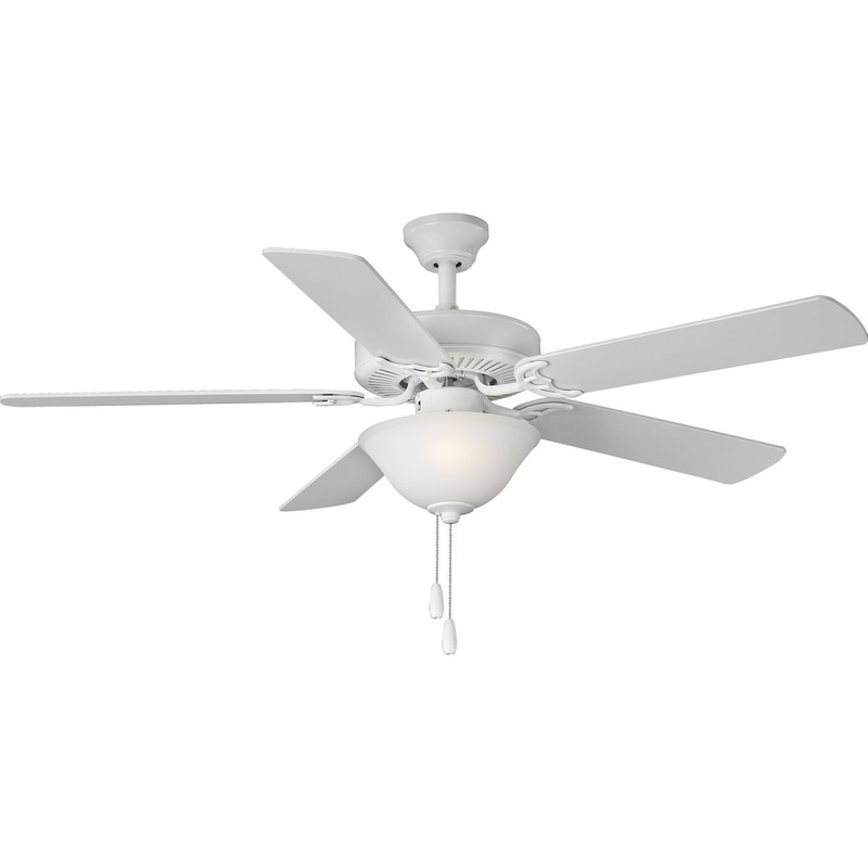 Progress P2599-30 AirPro Collection 52" Five-Blade Ceiling fan with White Etched Light Kit