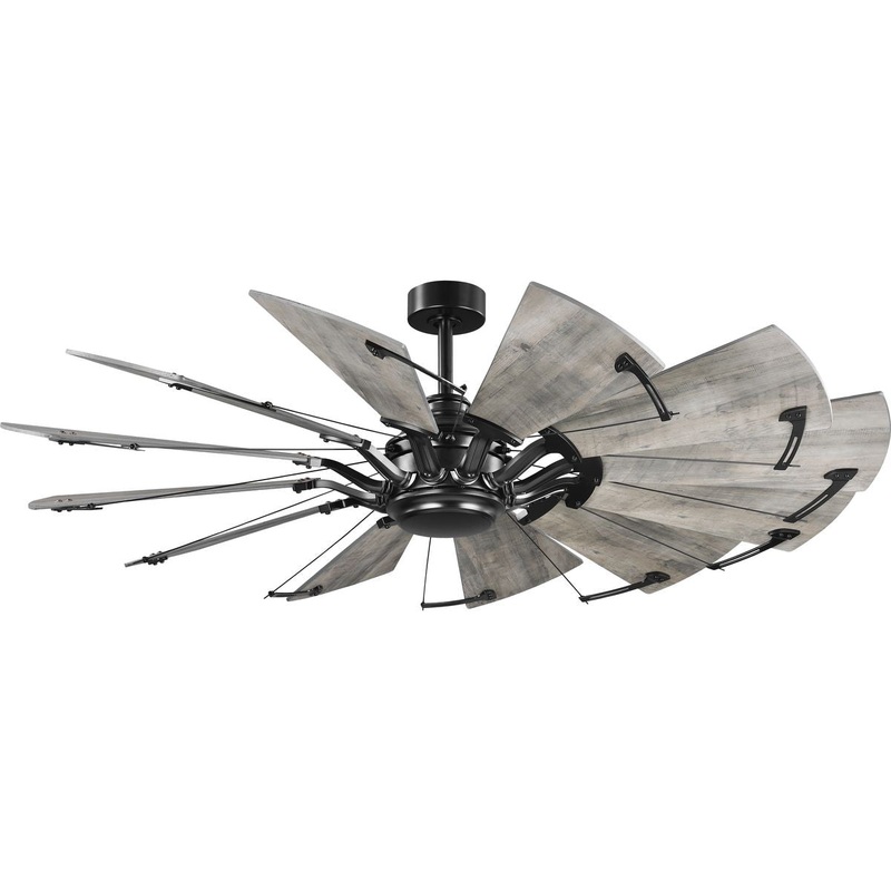 Progress P250000-31M Springer Collection 60-Inch 12-Blade Matte Black DC Motor Farmhouse Windmill Ceiling Fan