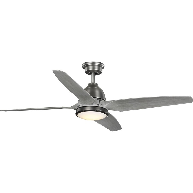 Progress P250009-081-30 Alleron Collection 4-Blade Grey Weathered Wood 56-Inch DC Motor LED Urban Industrial Ceiling Fan
