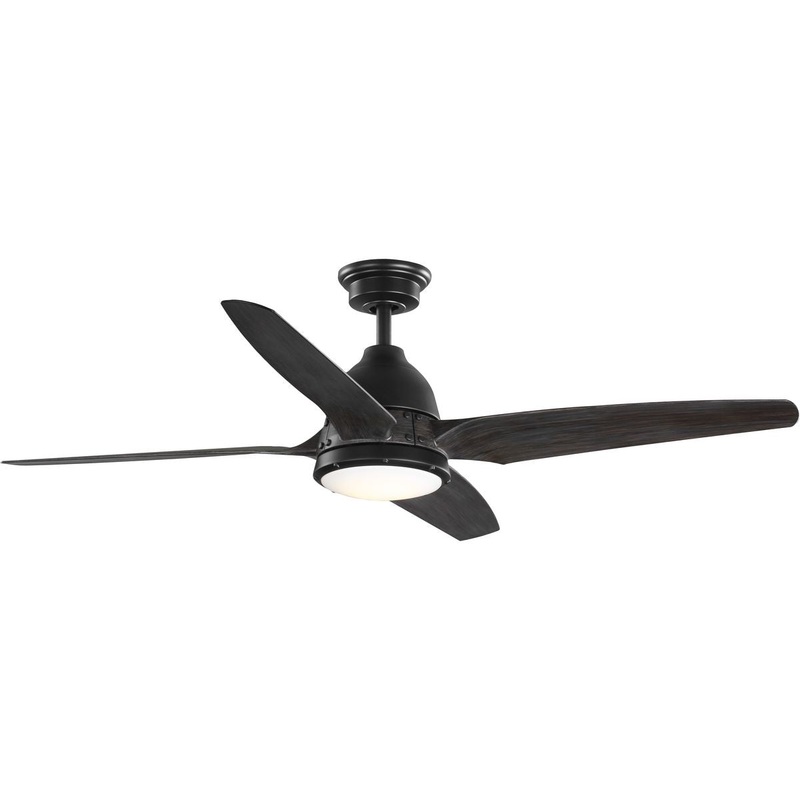 Progress P250009-182-30 Alleron Collection 4-Blade Antique Black 56-Inch DC Motor LED Urban Industrial Ceiling Fan