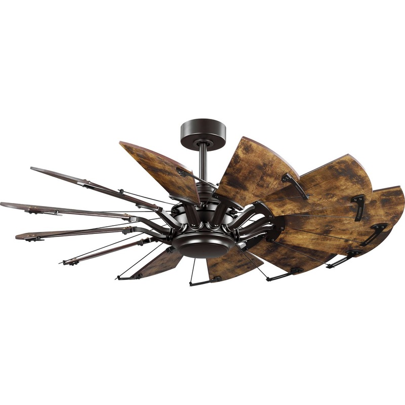 Progress P250065-129 Springer Collection 52-Inch 12-Blade Architectural Bronze DC Motor Farmhouse Windmill Ceiling Fan