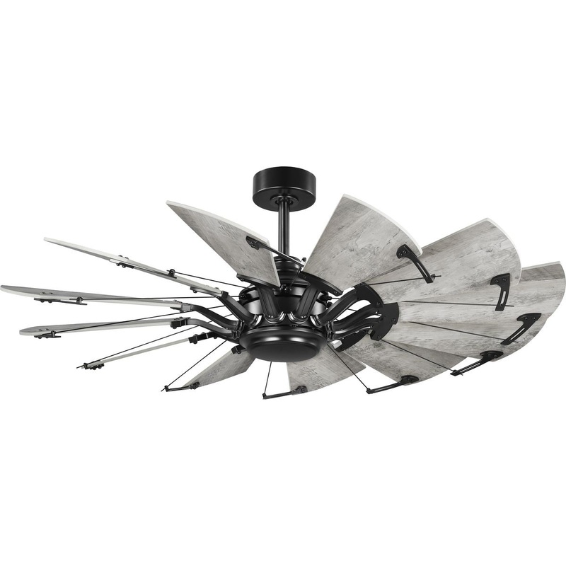 Progress P250065-31M Springer Collection 52-Inch Matte Black 12-Blade DC Motor Windmill Ceiling Fan
