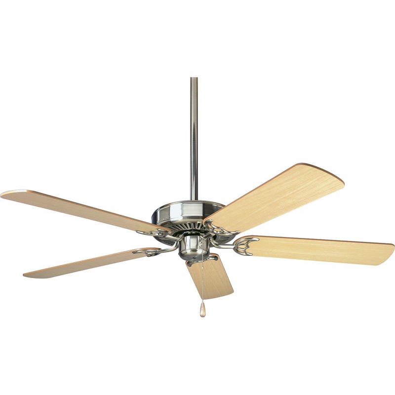 Progress P250066-009 AirPro Energy Star-Rated 52-Inch Brushed Nickel 5-Blade AC Motor Traditional Ceiling Fan