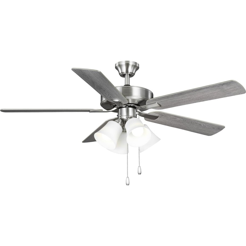 Progress P250081-009-WB AirPro 52 in. Brushed Nickel 5-Blade AC Motor Transitional Ceiling Fan with Light