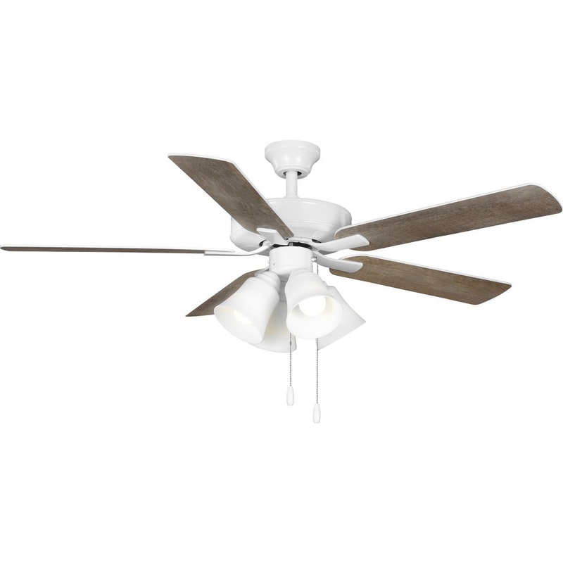 Progress P250081-030-WB AirPro 52 in. White 5-Blade AC Motor Transitional Ceiling Fan with Light