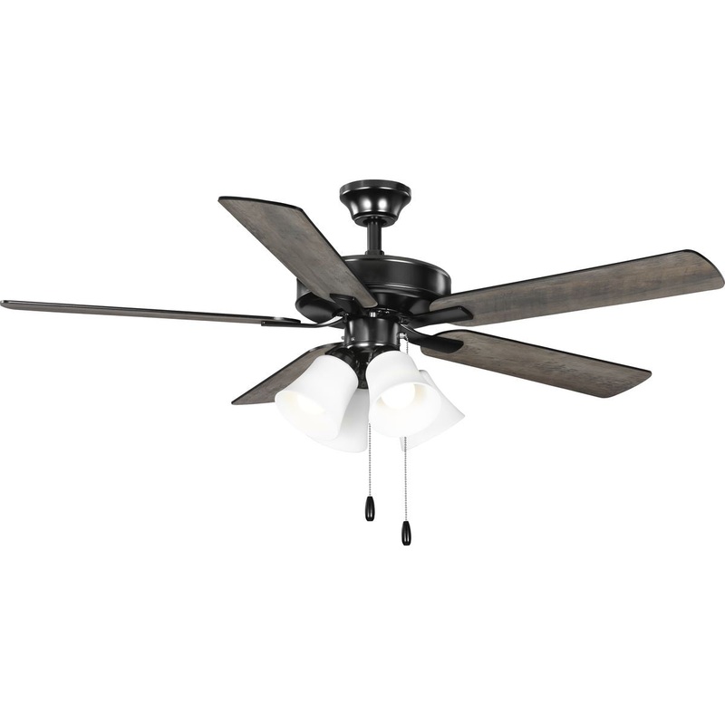 Progress P250081-31M-WB AirPro 52 in. Matte Black 5-Blade AC Motor Transitional Ceiling Fan with Light