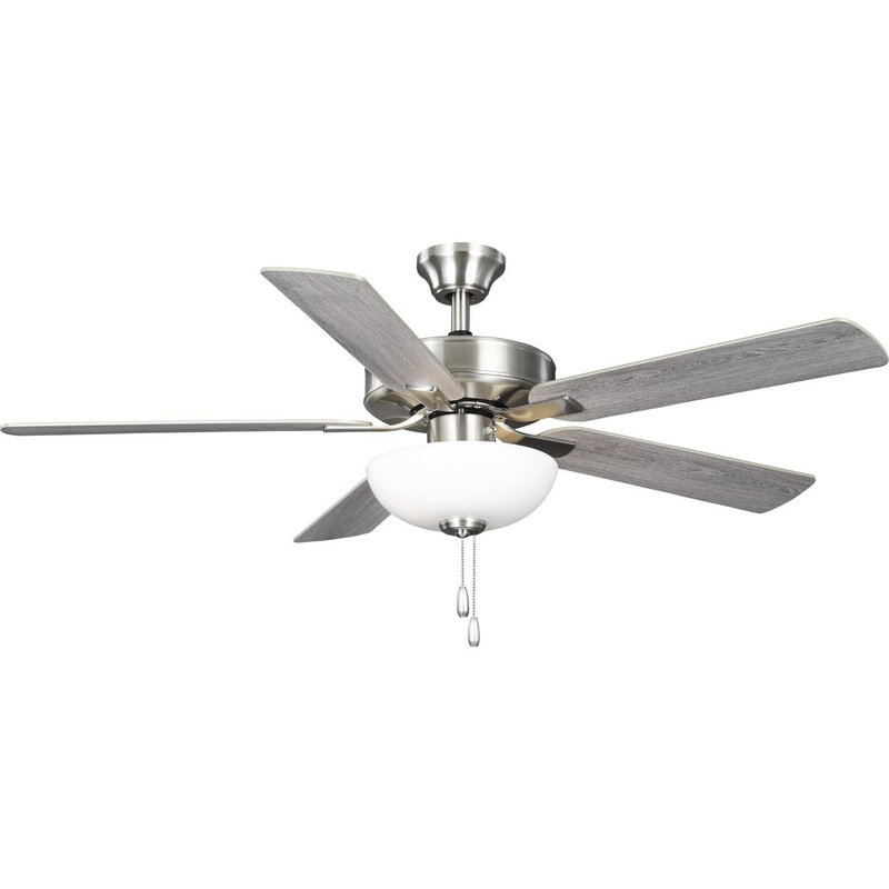 Progress P250082-009-WB AirPro 52 in. Brushed Nickel 5-Blade AC Motor Transitional Ceiling Fan with Light