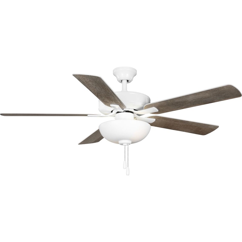 Progress P250082-030-WB AirPro 52 in. White 5-Blade AC Motor Transitional Ceiling Fan with Light