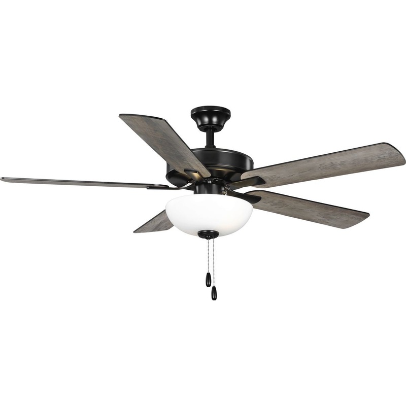 Progress P250082-31M-WB AirPro 52 in. Matte Black 5-Blade AC Motor Transitional Ceiling Fan with Light