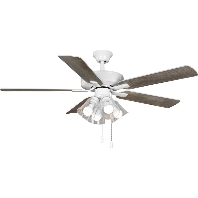 Progress P250085-030-WB AirPro 52 in. White 5-Blade AC Motor Transitional Ceiling Fan with Light