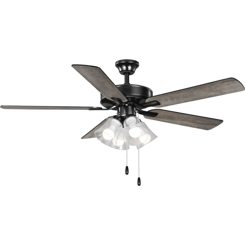 Progress P250085-31M-WB AirPro 52 in. Matte Black 5-Blade AC Motor Transitional Ceiling Fan with Light
