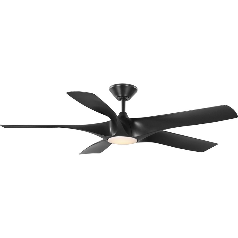 Progress P250059-031-30 Vernal Collection 60" Five-Blade Matte Black LED Wifi Transitional Indoor/Outdoor Smart DC Ceiling Fan