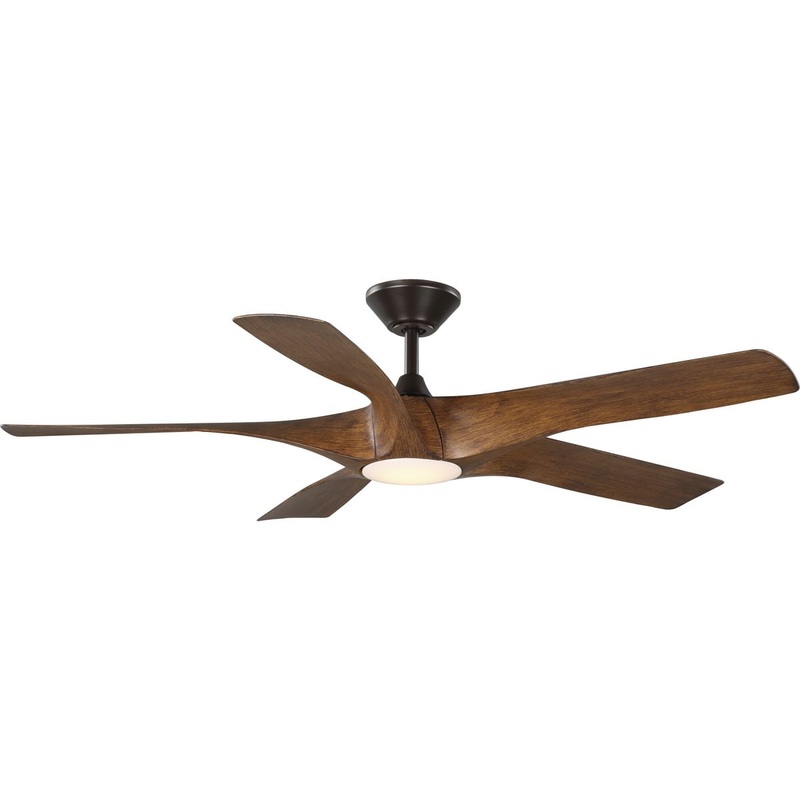 Progress P250059-179-30 Vernal Collection 60" Five-Blade Woodgrain LED Wifi Transitional Indoor/Outdoor Smart DC Ceiling Fan