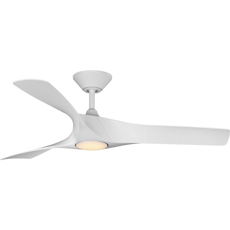 Progress P250060-028-30 Ryne Collection 52" 3-Blade Matte White LED Transitional Indoor/Outdoor DC Ceiling Fan