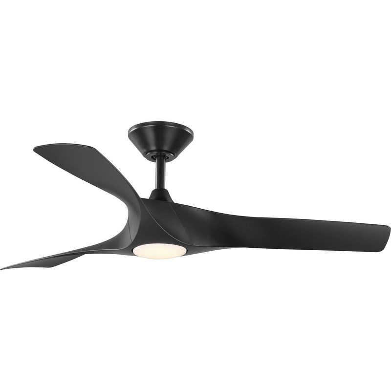 Progress P250060-031-30 Ryne Collection 52" 3-Blade Matte Black LED Transitional Indoor/Outdoor DC Ceiling Fan