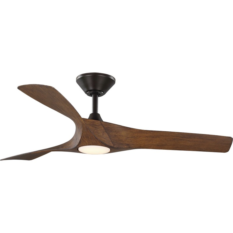 Progress P250060-179-30 Ryne Collection 52" 3-Blade Woodgrain LED Transitional Indoor/Outdoor DC Ceiling Fan